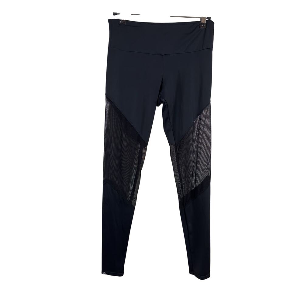 Onzie Leggings Womens XS Black Flow Track Mesh Panel Sheer Geometric